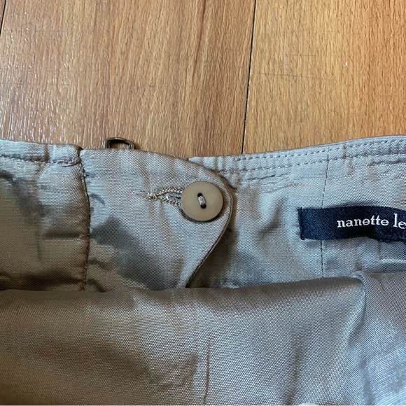 Nanette Leepore Tan Ruched Pencil Skirt Back slit Women’s Size - Picture 15 of 16